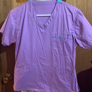 Med Couture lavender/aqua accent scrubs
